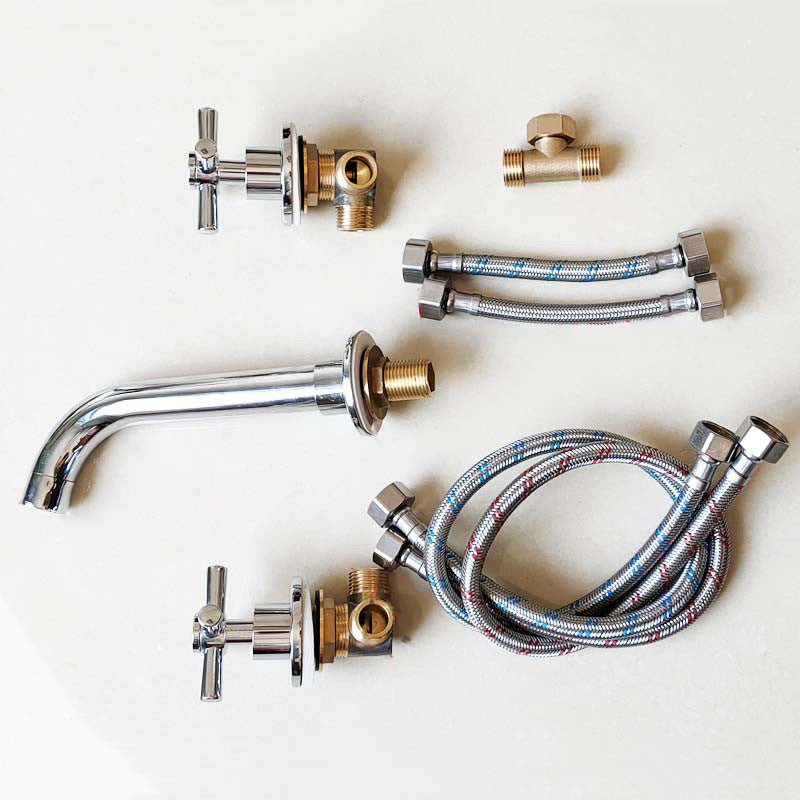 BowLift | Modern Cross Handle Faucet Monochrome Wall Mounted Bathroom Faucet