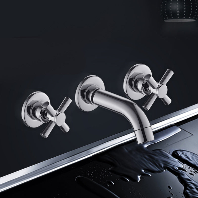 BowLift | Modern Cross Handle Faucet Monochrome Wall Mounted Bathroom Faucet