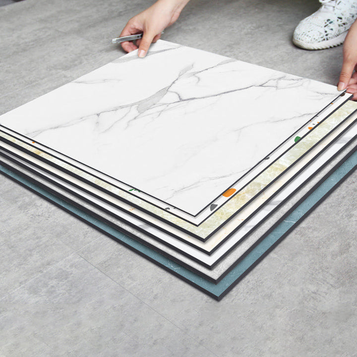 BowLift | Modern PVC Peel and Stick Tile Floor Marble Look Mold Resistant Vinyl Tiles
