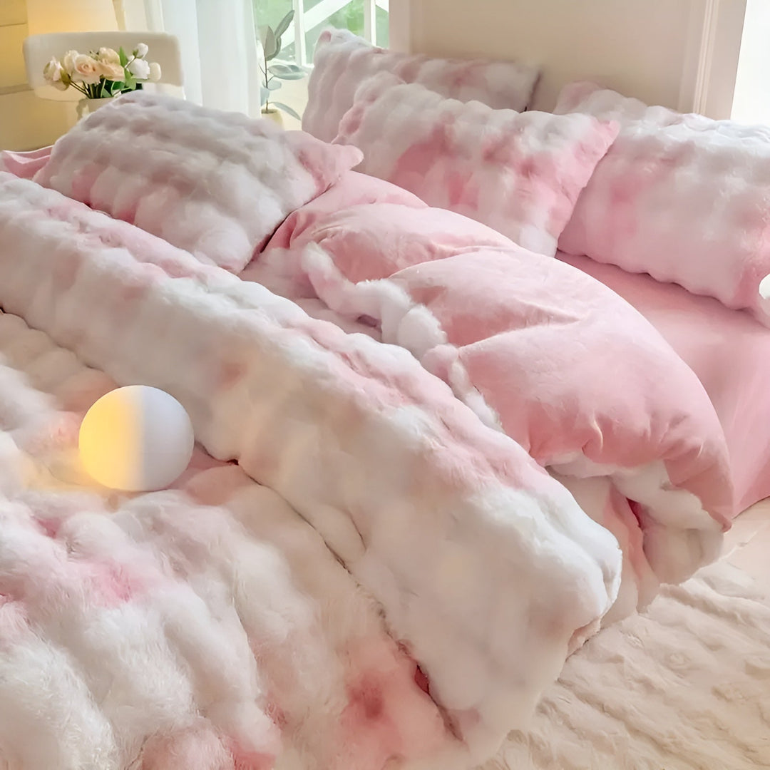 Cozy Plush Bedding Set – Warm and Soft for Autumn & Winter | ReversiBowlifte Design in Rabbit Fur & Milk Velvet | Bowlift