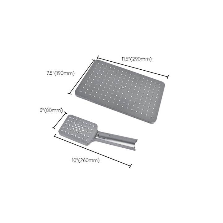 BowLift | Rectangular Gray Showerhead Combo Standard Spray Pattern Showerhead