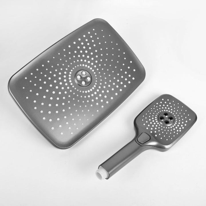 BowLift | Modern Gray Showerhead Combo Standard Spray Pattern Rectangular Large Showerhead