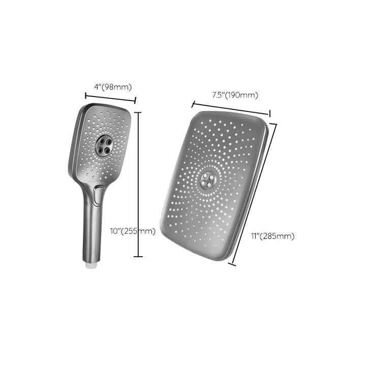 BowLift | Modern Gray Shower Head Combo Standard Spray Pattern Rectangular Large Shower Head