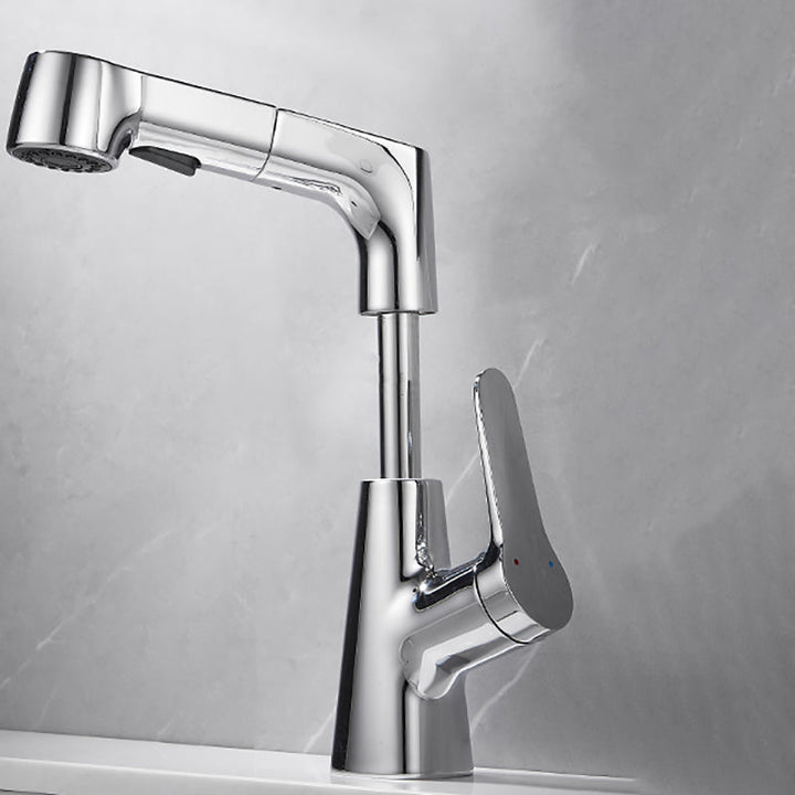BowLift | Bathroom vessel faucet high arc three-way spout single-handle faucet with pull-out sprayer