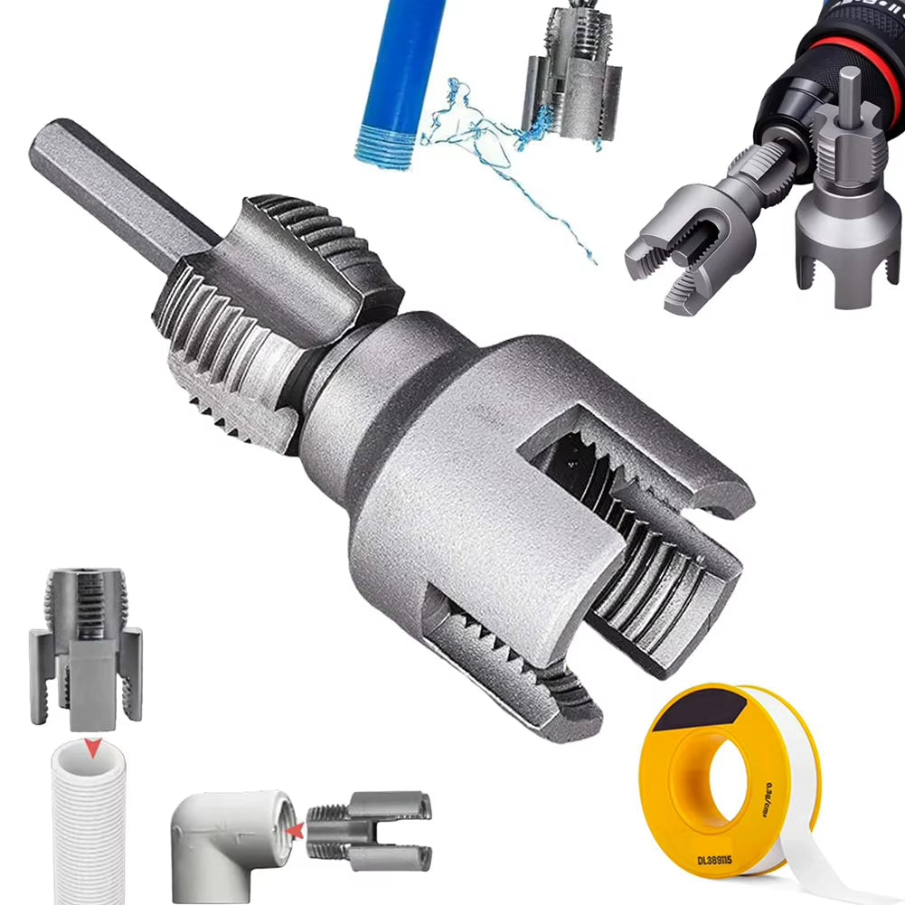 Pipe Thread Reamer & Edge Cutter Drill Attachment Tool | Bowlift