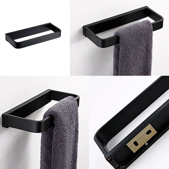 BowLift | Black Bathroom Accessories Hardware Set with Towel Bar and Bathroom Shelf