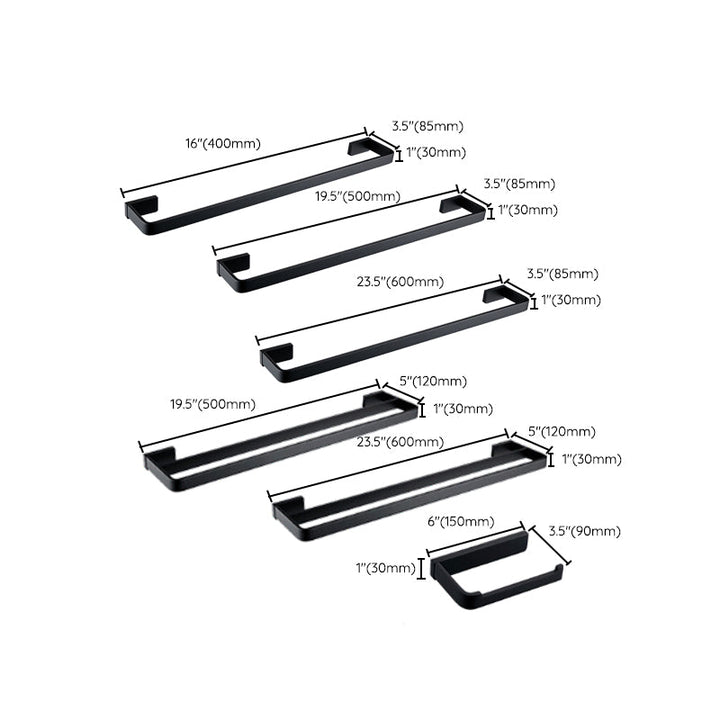 BowLift | Black Bathroom Accessories Hardware Set with Towel Bar and Bathroom Shelf