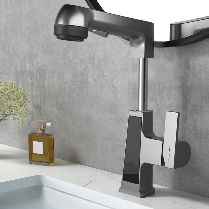 BowLift | Modern Sink Faucet Pull-Down Lever Handle Brass Faucet Bathroom