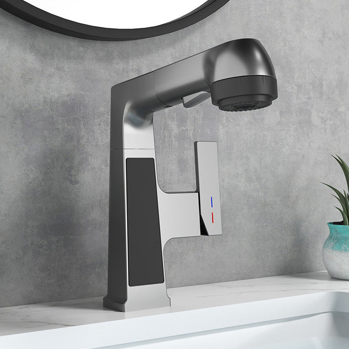 BowLift | Modern Sink Faucet Pull-Down Lever Handle Brass Faucet Bathroom