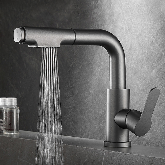 BowLift | Modern Sink Faucet Pull-Down Lever Handle Brass Faucet Bathroom