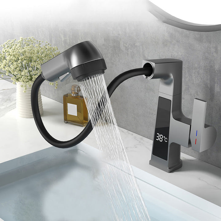 BowLift | Modern Sink Faucet Pull-Down Lever Handle Brass Faucet Bathroom