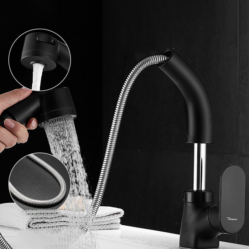 BowLift | Modern Sink Faucet Pull-Down Lever Handle Brass Faucet Bathroom