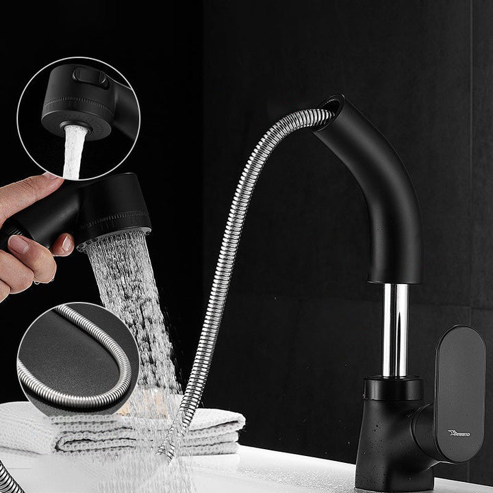 BowLift | Modern Sink Faucet Pull-Down Lever Handle Brass Faucet Bathroom