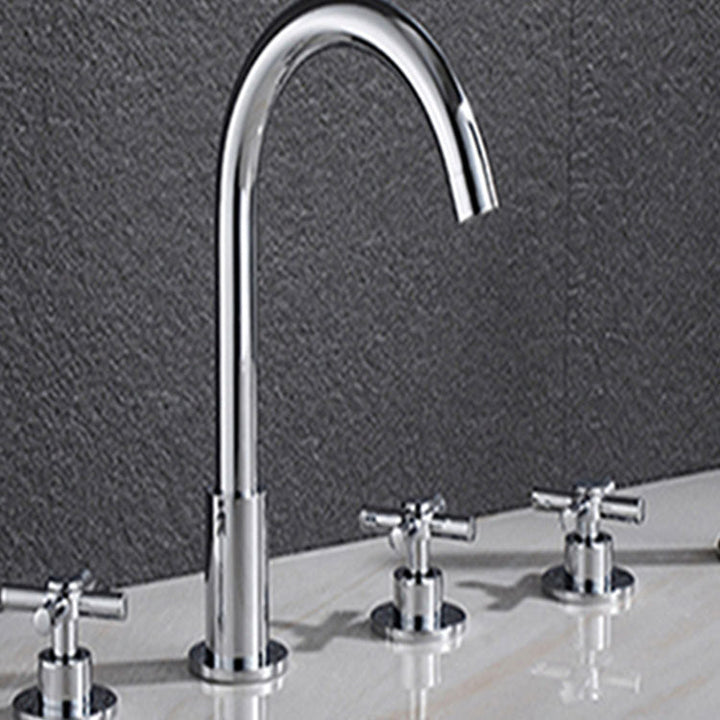 BowLift | Contemporary Bathroom Faucet Deck Mount Copper Low Arc Swivel Roman Bathtub Faucet Set