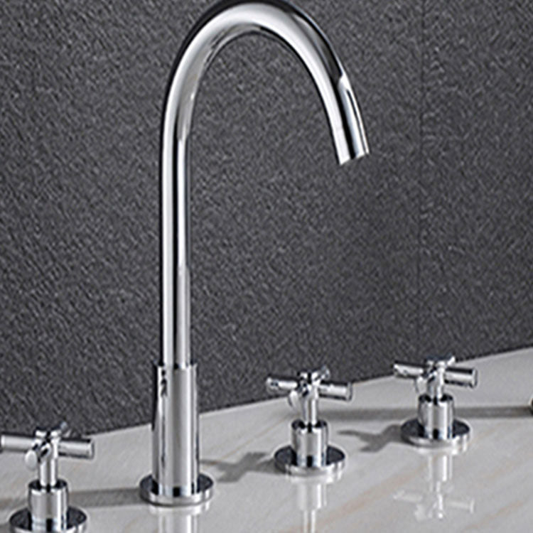 BowLift | Contemporary Bathroom Faucet Deck Mount Copper Low Arc Swivel Roman Bathtub Faucet Set