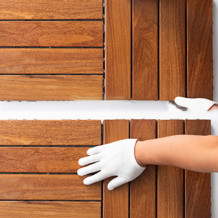 BowLift | 4-Slat Wood Deck/Patio Floor Tiles Interlocking Installation Floor Tiles