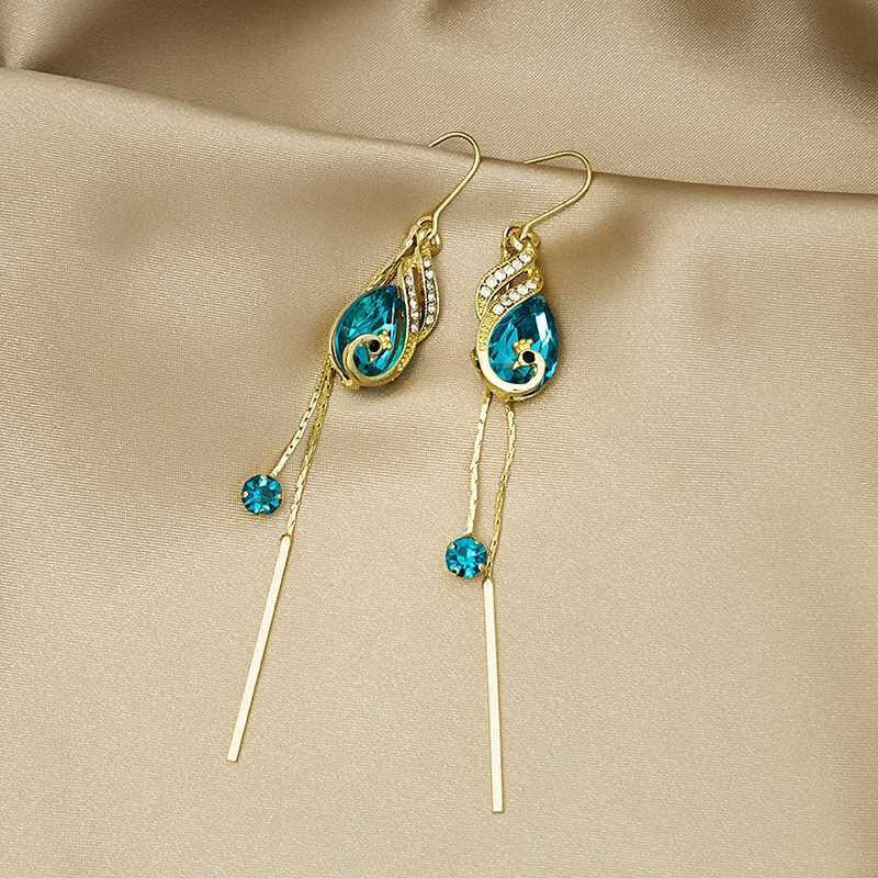 BowLift | Korean Style Blue Crystal Phoenix Earrings