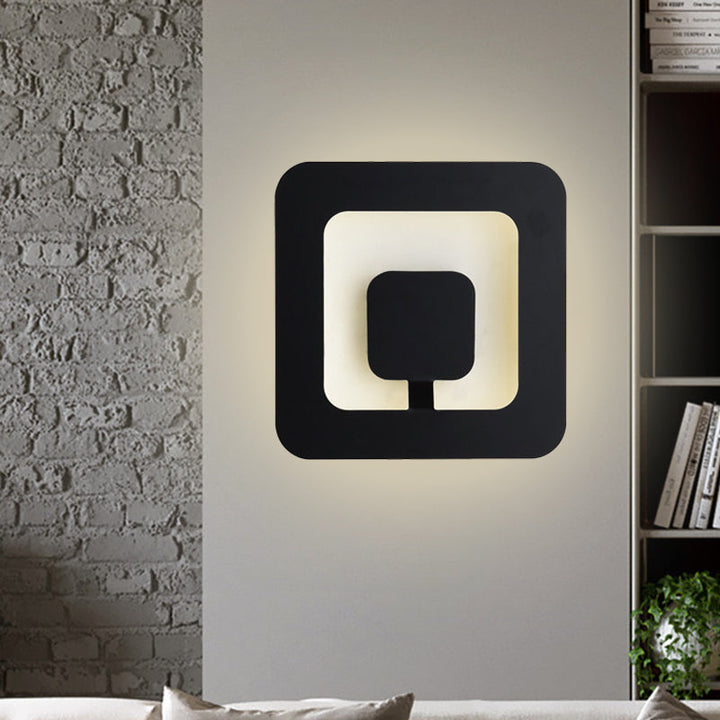 BowLift | Minimalistic square wall lamp fixture made of iron 7"/9" wide LED bedroom wall lighting ideas in black