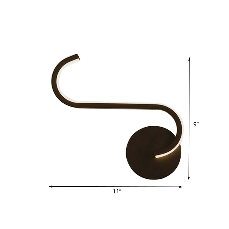 BowLift | Hook-shaped Metal Wall Light Simple LED Black Wall Lamp in Warm/White Light for the Living Room