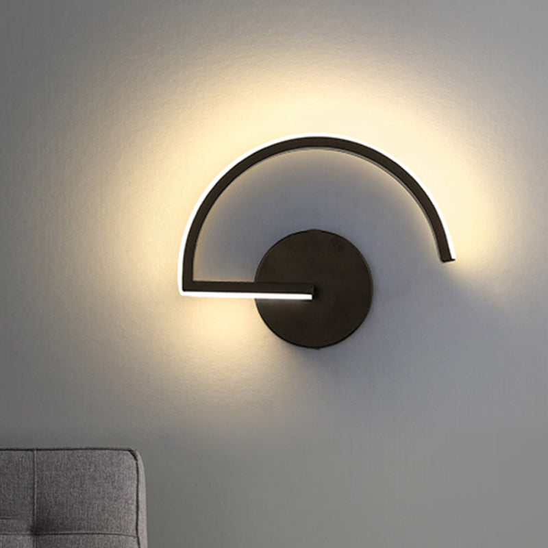 BowLift | Black Half-Circle Wall Light Minimalist LED Iron Wall-Mounted Wall Light for Bedroom in Warm/White Light