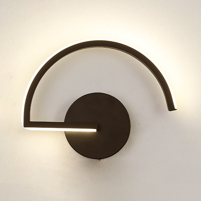 BowLift | Black Half-Circle Wall Light Minimalist LED Iron Wall-Mounted Wall Light for Bedroom in Warm/White Light