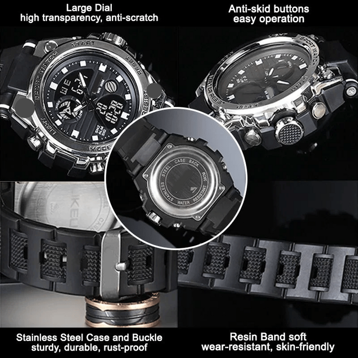 BowLift | Sporty Dual-Display Mode Multifunctional Waterproof Luminous Men's Wristwatch