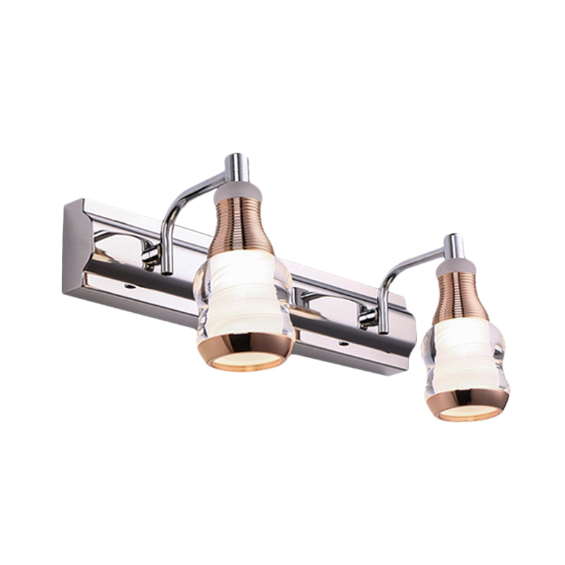 BowLift | Linear Wall Lamp Vanity Modern Metal 2/3 Bulbs 12"/18" Long Chrome LED Wall Mounted Lamp in White/Warm Light