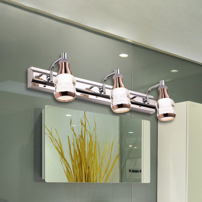 BowLift | Linear Wall Lamp Vanity Modern Metal 2/3 Bulbs 12"/18" Long Chrome LED Wall Mounted Lamp in White/Warm Light