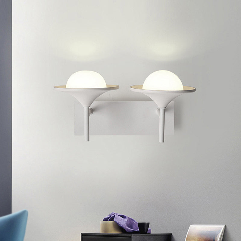 BowLift | Metallic Overhanging Wall Light Modernism 2 Lights LED Wall Lamp in White for Nightstand