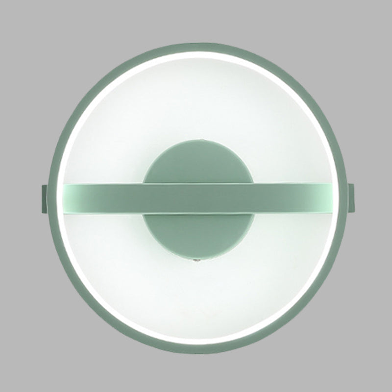 BowLift | Green round wall lamp Minimalistic LED acrylic wall light in white/warm light, 12.5"/16.5" diameter