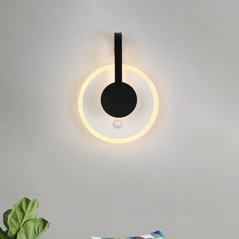 BowLift | Round and curved wall lamp modern Nordic acrylic LED black wall light in warm/white light