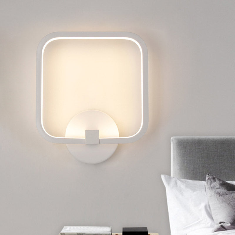 BowLift | LED Nightstand Wall Light Simple White Wall Light with Square Acrylic Shade in White/Warm/Natural Light