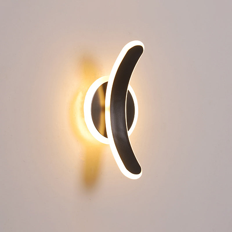 BowLift | Black Curved Rectangular Wall Sconces Lighting Minimalist LED Acrylic Wall Mounted Lamp in White/Warm Light