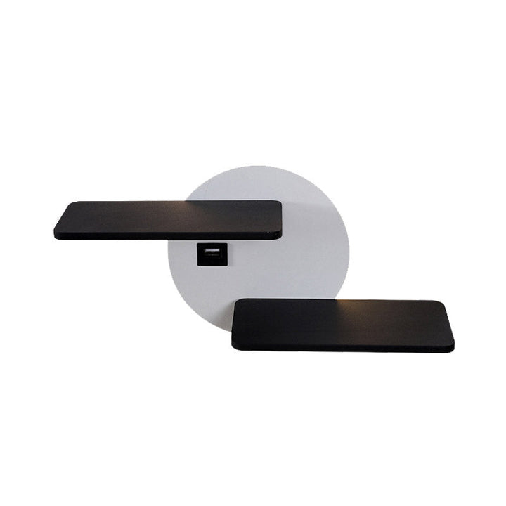 BowLift | Rectangular Panel Bed Side Wall Mount Metal LED Modern Wall Light in Black and White with USB Port