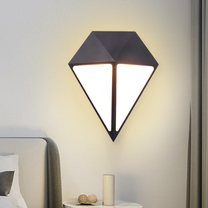 BowLift | Modernist Diamond Wall Light Metallic LED Stair Wall Mount Lamp in Black, White/Warm/Natural Light