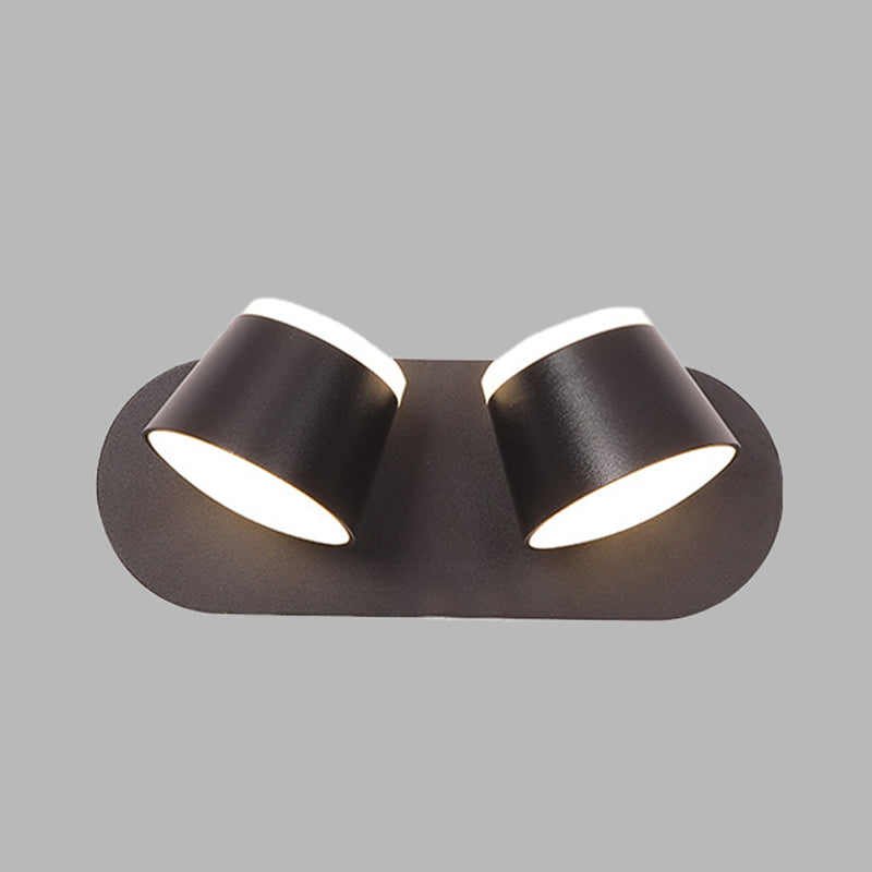 BowLift | Black Finish Drum Wall Lamp Modernist 2 Lights Metallic LED Adjustable Wall Mount Fixture