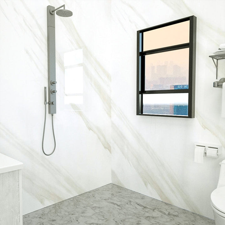 BowLift | Marbleing Water-repellent Tile PVC Single Peel and Stick Tile for Bathroom Back Wall