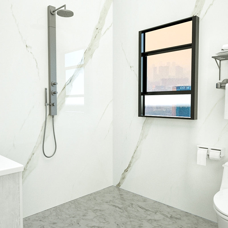 BowLift | Marbleing Water-repellent Tile PVC Single Peel-and-stick Tile for Bathroom Back Wall