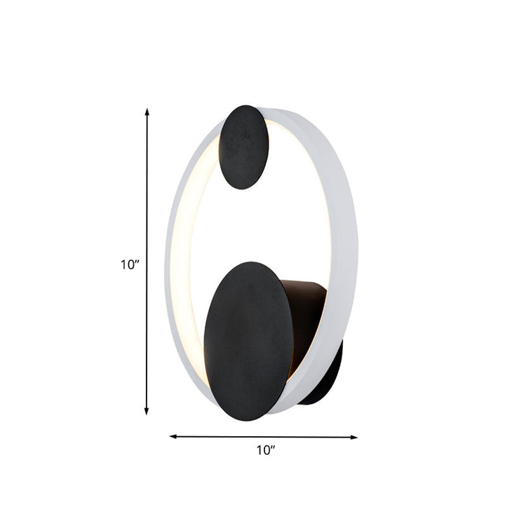 BowLift | Halo Shape Acrylic Wall Mount Light Modern Black and White LED Wall Lamp in White/Warm Light for Bedside