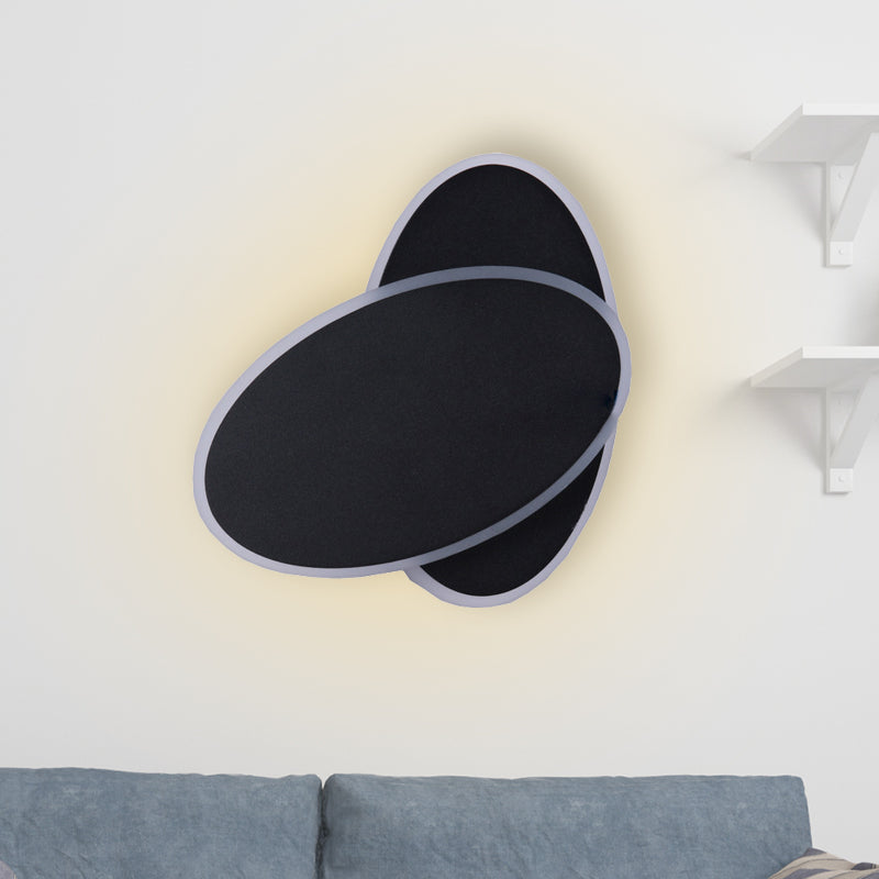 BowLift | Modern LED Wall Lamp White/Black Finish Double Oval Wall Light with Acrylic Shade in Warm/White Light