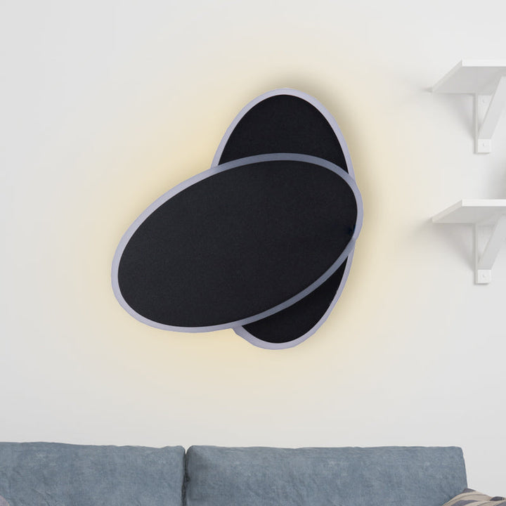BowLift | Modern LED Wall Lamp White/Black Finish Double Oval Wall Light with Acrylic Shade in Warm/White Light