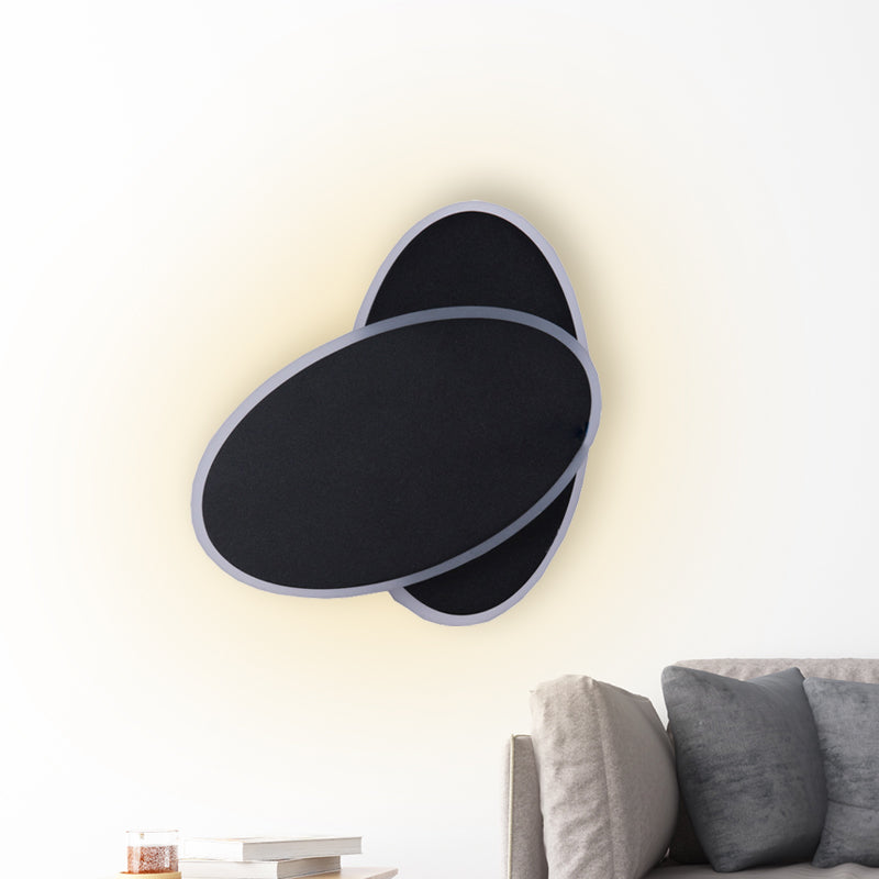 BowLift | Modern LED Wall Lamp White/Black Finish Double Oval Wall Light with Acrylic Shade in Warm/White Light