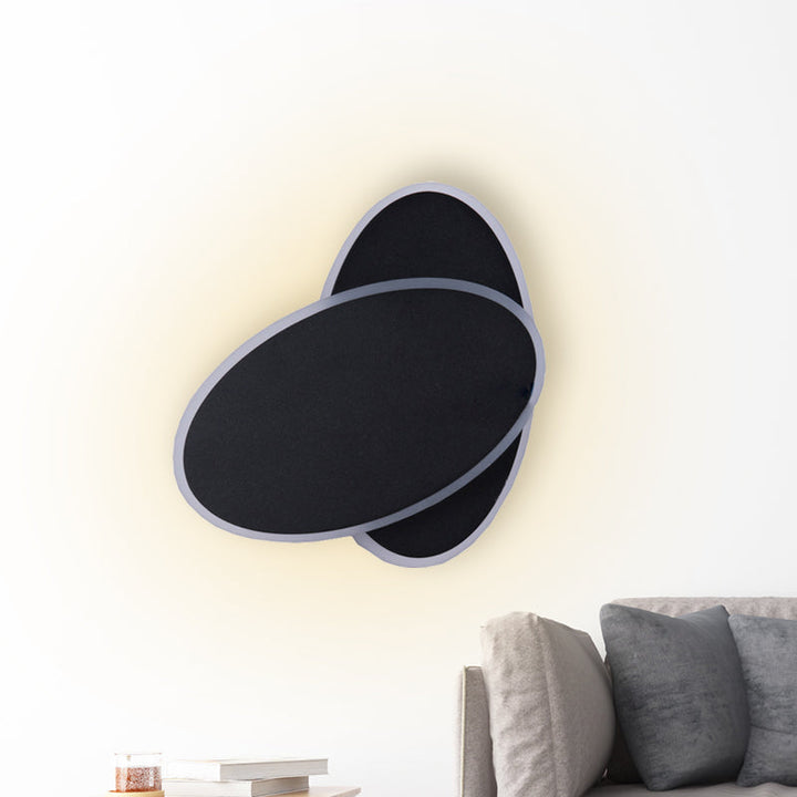 BowLift | Modern LED Wall Lamp White/Black Finish Double Oval Wall Light with Acrylic Shade in Warm/White Light