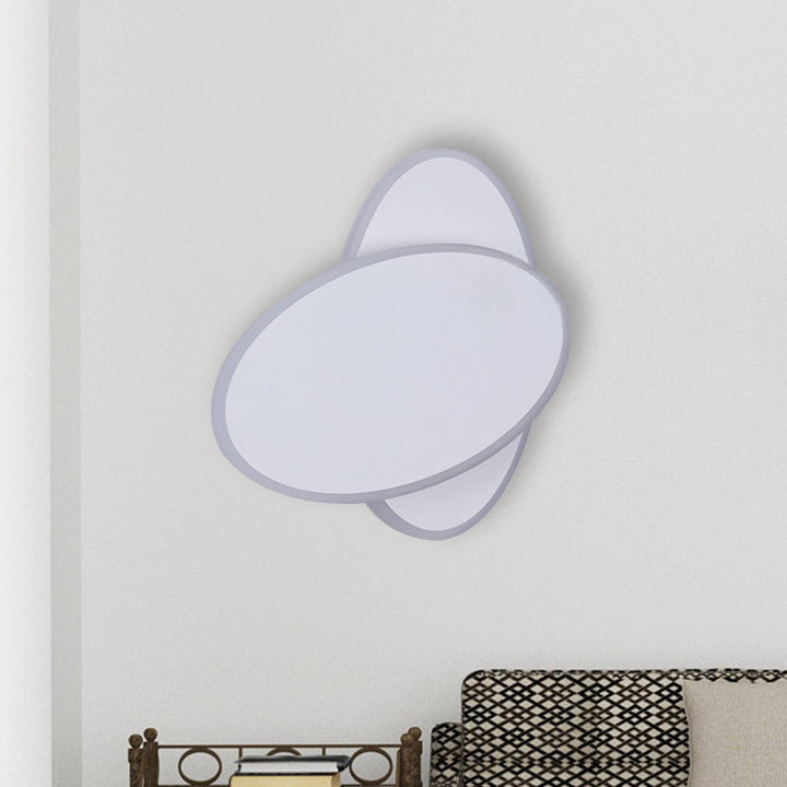 BowLift | Modern LED Wall Lamp White/Black Finish Double Oval Wall Light with Acrylic Shade in Warm/White Light