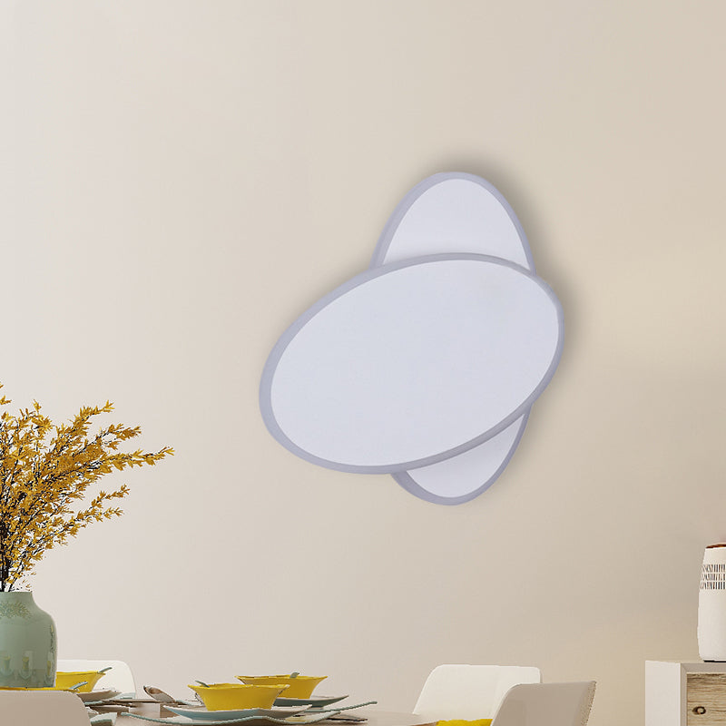 BowLift | Modern LED Wall Lamp White/Black Finish Double Oval Wall Light with Acrylic Shade in Warm/White Light