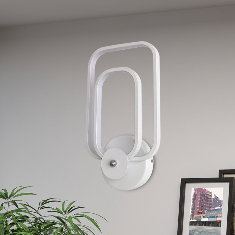 BowLift | Rectangular Frame Aluminum Wall Light Minimalist LED White Wall Mount Lighting in Warm/White Light