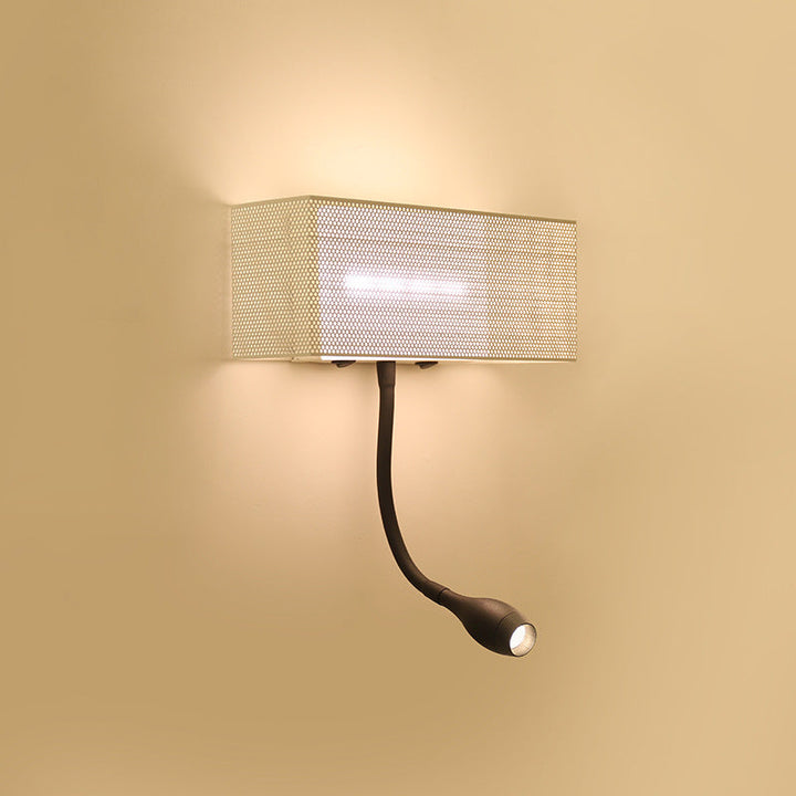BowLift | Metallic Mesh Rectangular Built-in Wall Lamp Modernism LED Wall Light in White with Rotatable Design