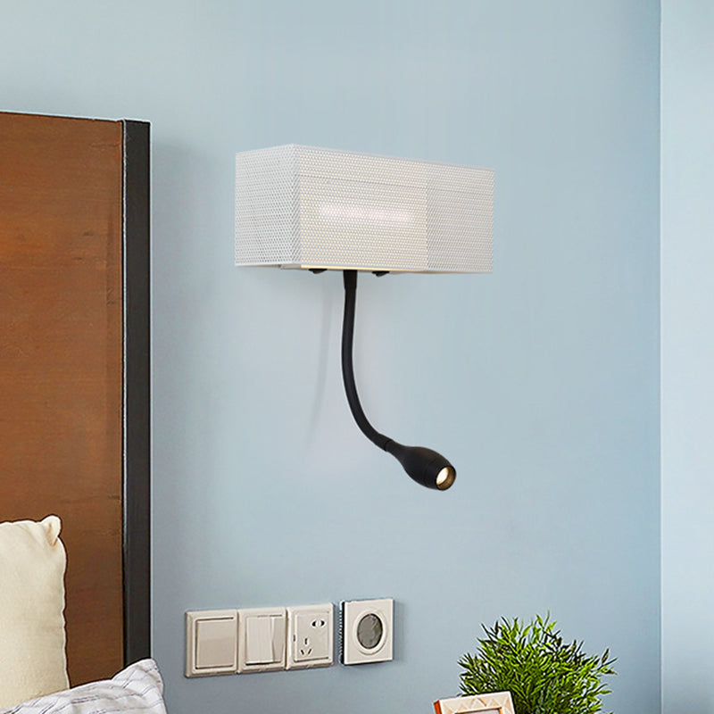 BowLift | Metallic Mesh Rectangular Built-in Wall Lamp Modernism LED Wall Light in White with Rotatable Design