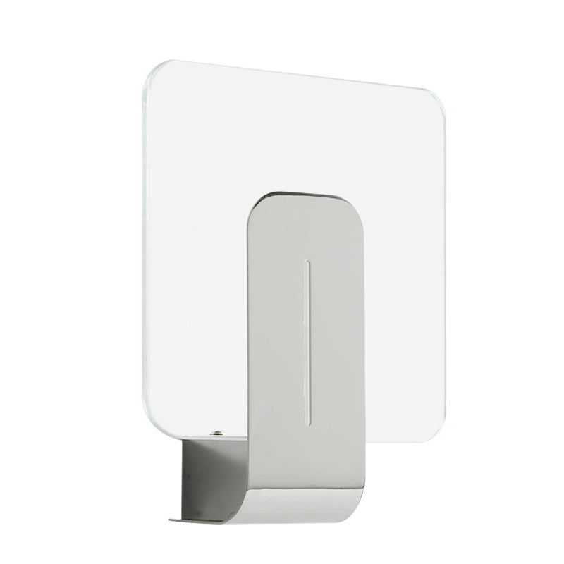 BowLift | 1 Head Bathroom Wall Light Modern Silver Finish Wall Mounted Lamp with Square Panel Clear Glass Shade