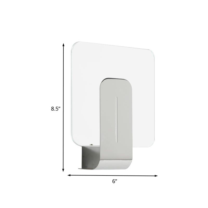 BowLift | 1 Head Bathroom Wall Light Modern Silver Finish Wall Mounted Lamp with Square Panel Clear Glass Shade